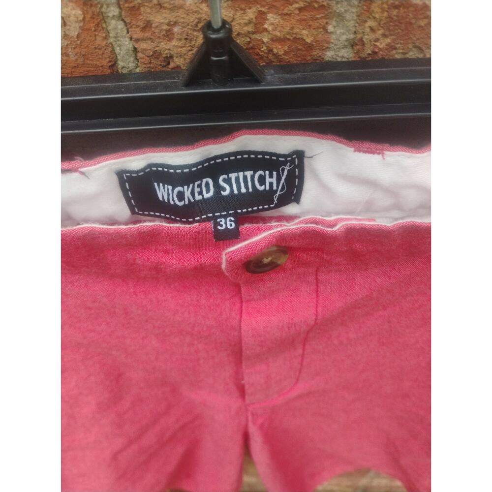 Nwt Wicked Stitch Men’s Flat Front Chino Golf Shorts 36 Nantucket Red Coral - Picture 2 of 12